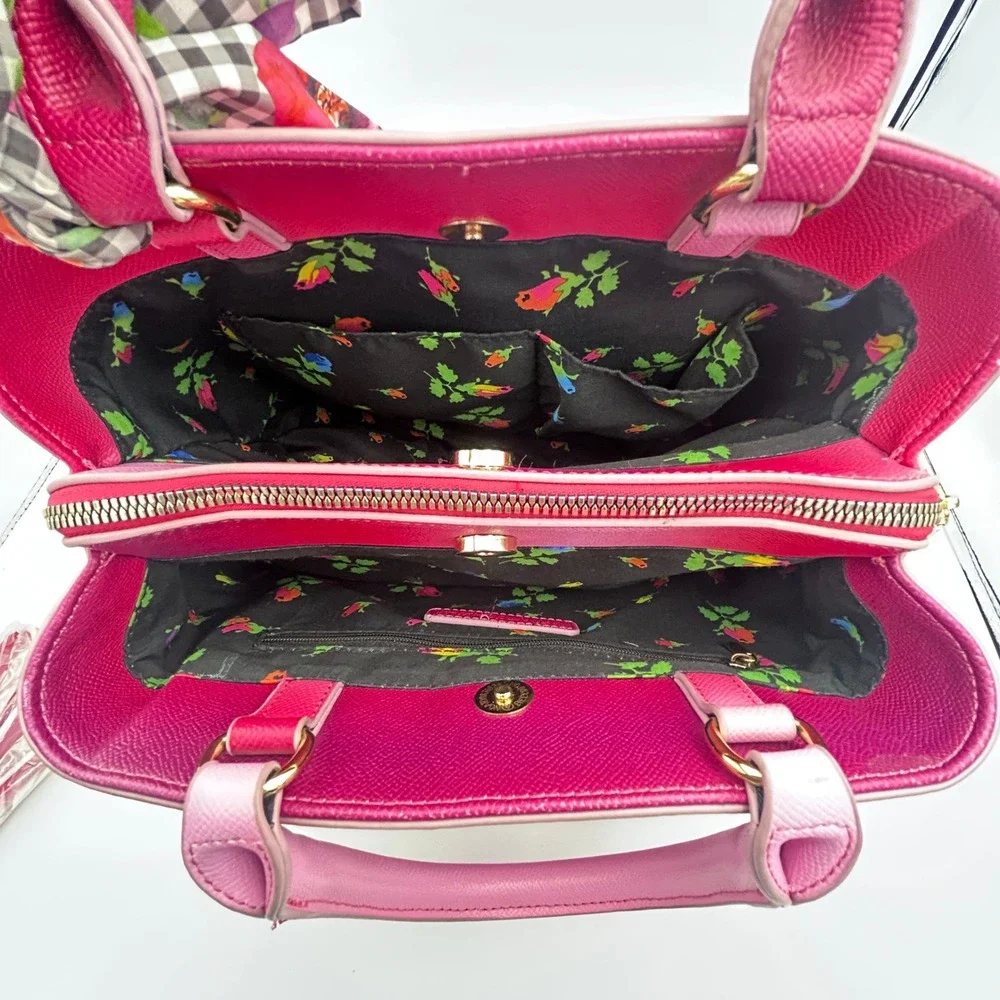 Betsey Johnson Ombre Pink Satchel Bag Women Faux Leather Medium Pink Barbiecore